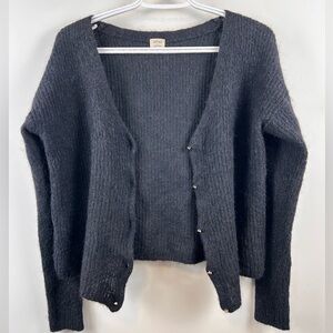 Wilfred Alpaca Mohair Wool Cardigan Sweater black/grey size small soft Aritzia